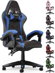 Ergonomic Gaming Chair Black Blue Reclining Adjustable Height
