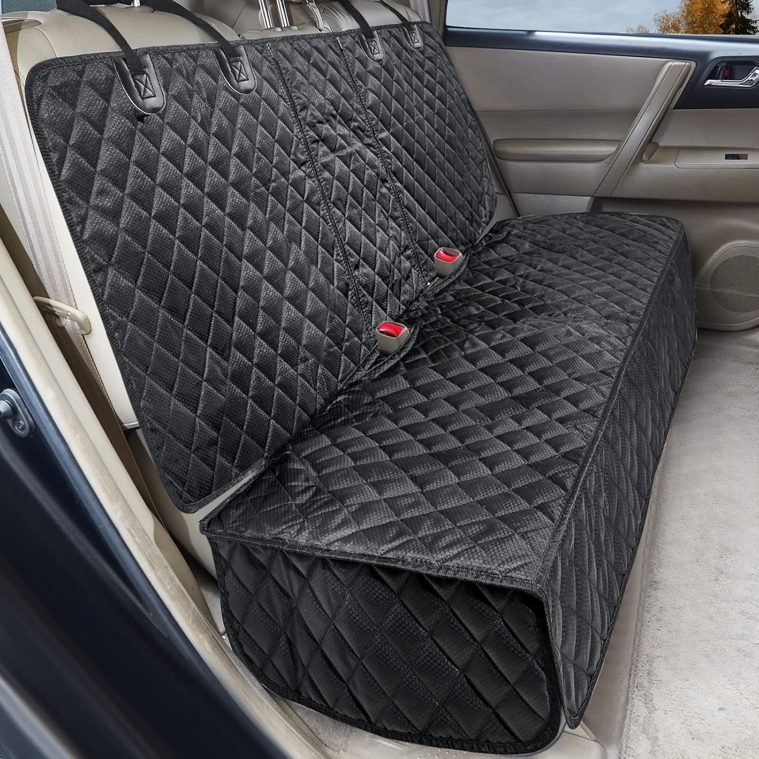 Waterproof Dog Car Seat Cover ISOFIX Rear Seat Protector Non Slip