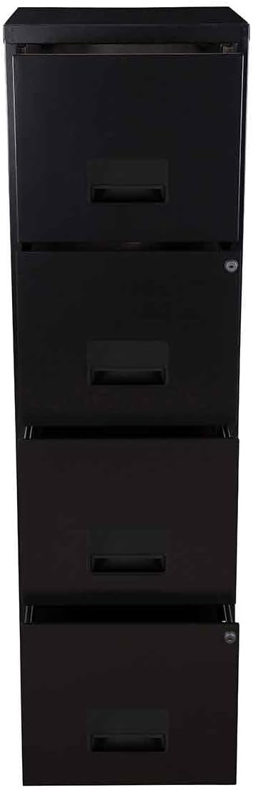 Black A4 Filing Cabinet 4 Drawer 125cm Steel Office Storage