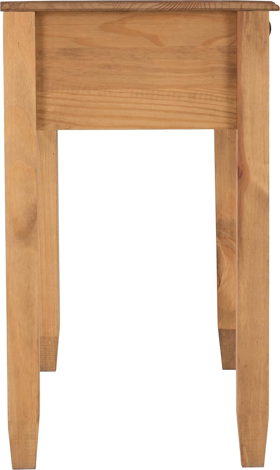 Rustic Pine Study Desk 107cm with Drawer Distressed Wax Finish Office Table