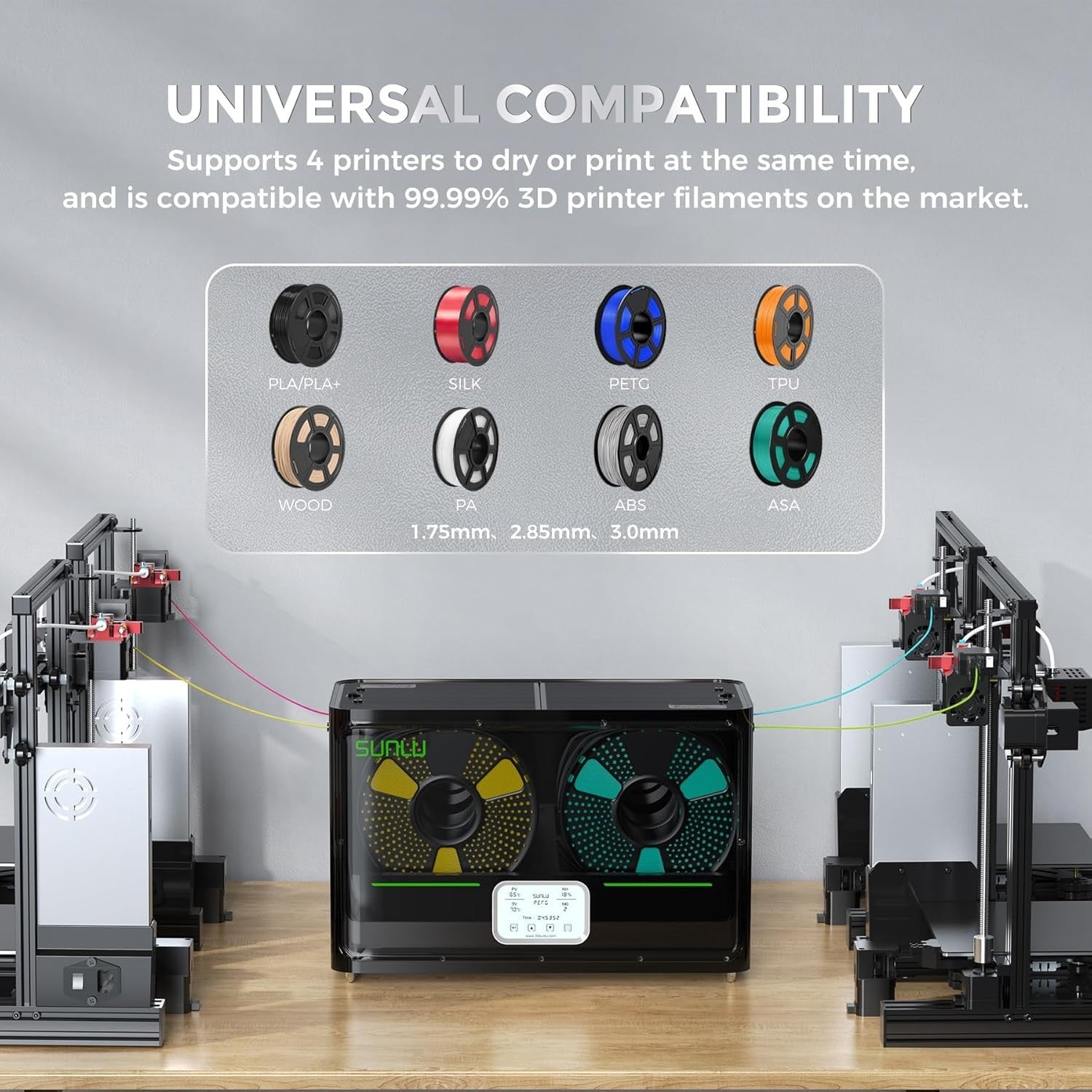 4 Spool Filament Dryer Box Auto Humidity 350W Fast Heat Storage