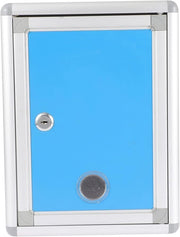 Wall-Mount Locking Mailbox Blue Aluminium Weatherproof Box for Home Office