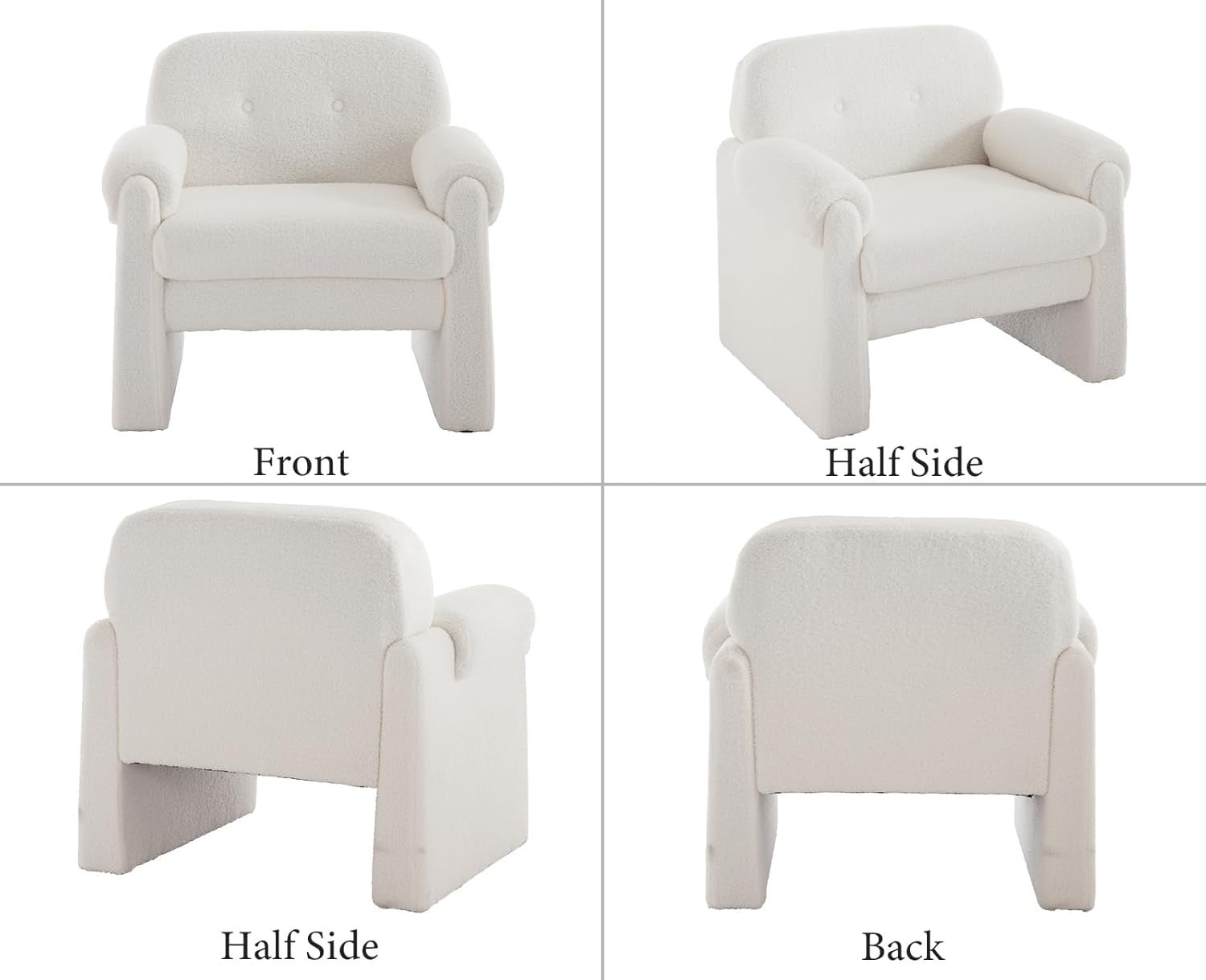 White Upholstered Tub Chair | Cozy Foam Armchair for Living Room Lounge