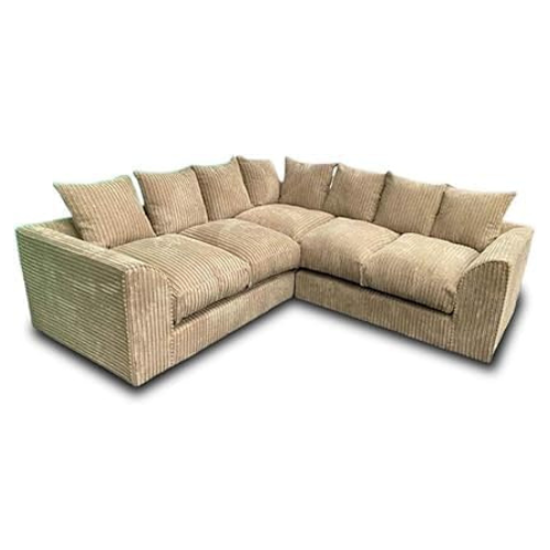 Mink Jumbo Cord Modular 5-Seater Dual Arm Corner Sofa Lounge Couch