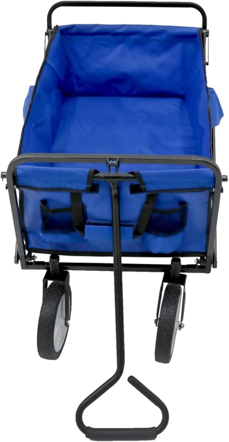 Heavy Duty Foldable Garden Festival Trolley Cart Wagon Truck Wheelbarrow Blue