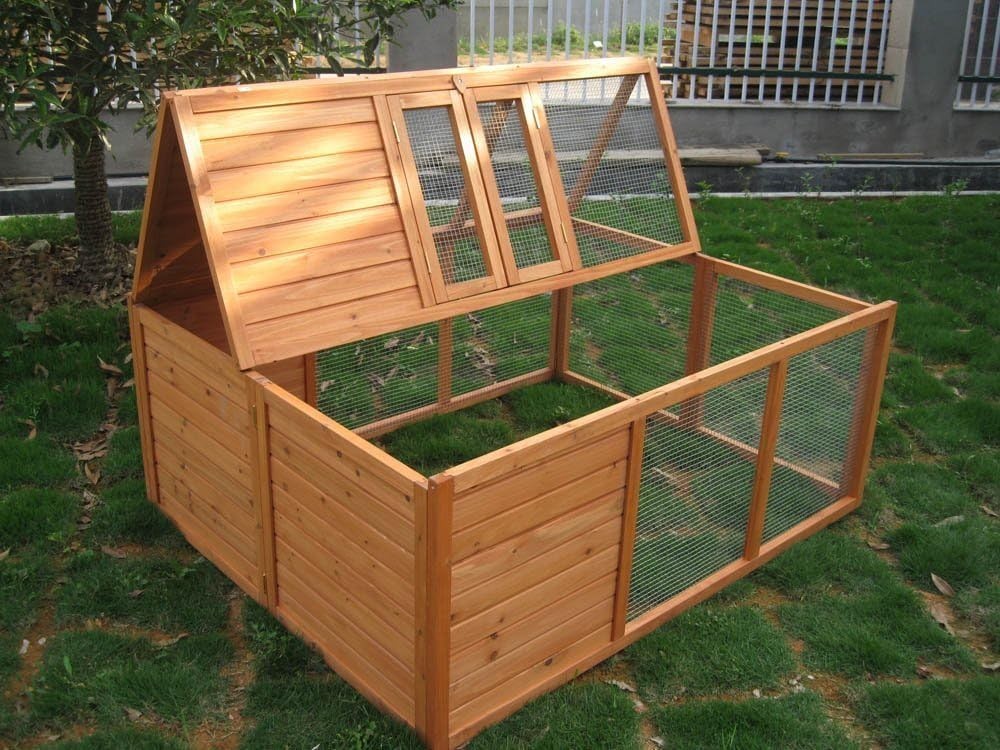 48in Folding Rabbit Run Hutch Outdoor Wooden Shelter Secure Enclosure