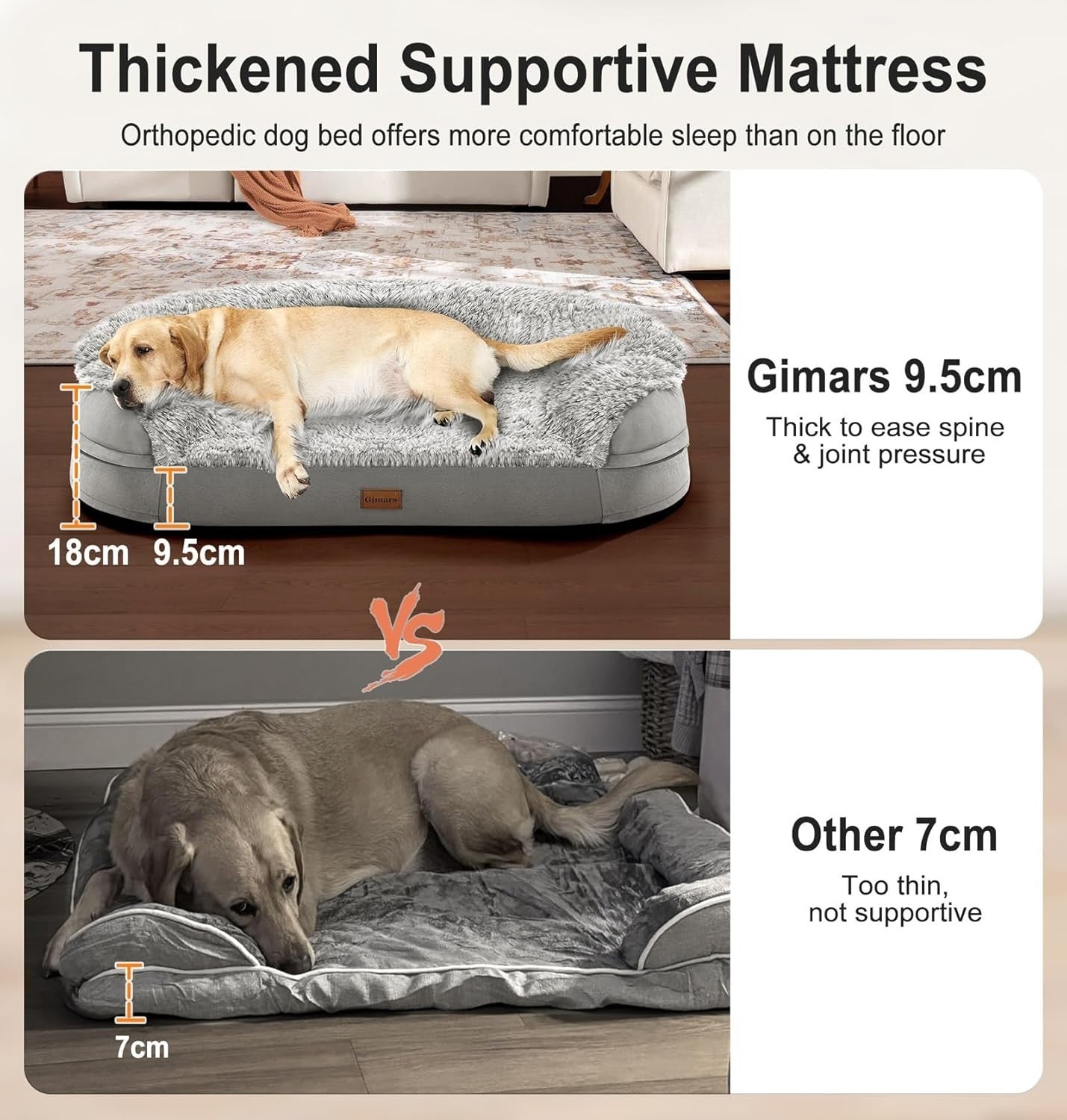 Orthopedic Dog Sofa Bed 9.5cm Thick Memory Foam Washable