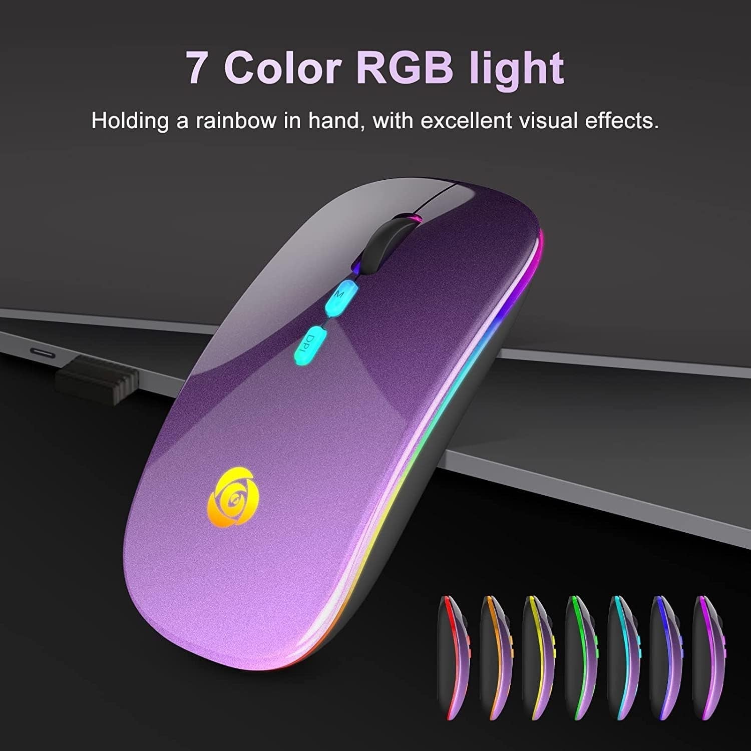 Wireless Bluetooth Mouse Rechargeable Silent RGB Type-C Slim