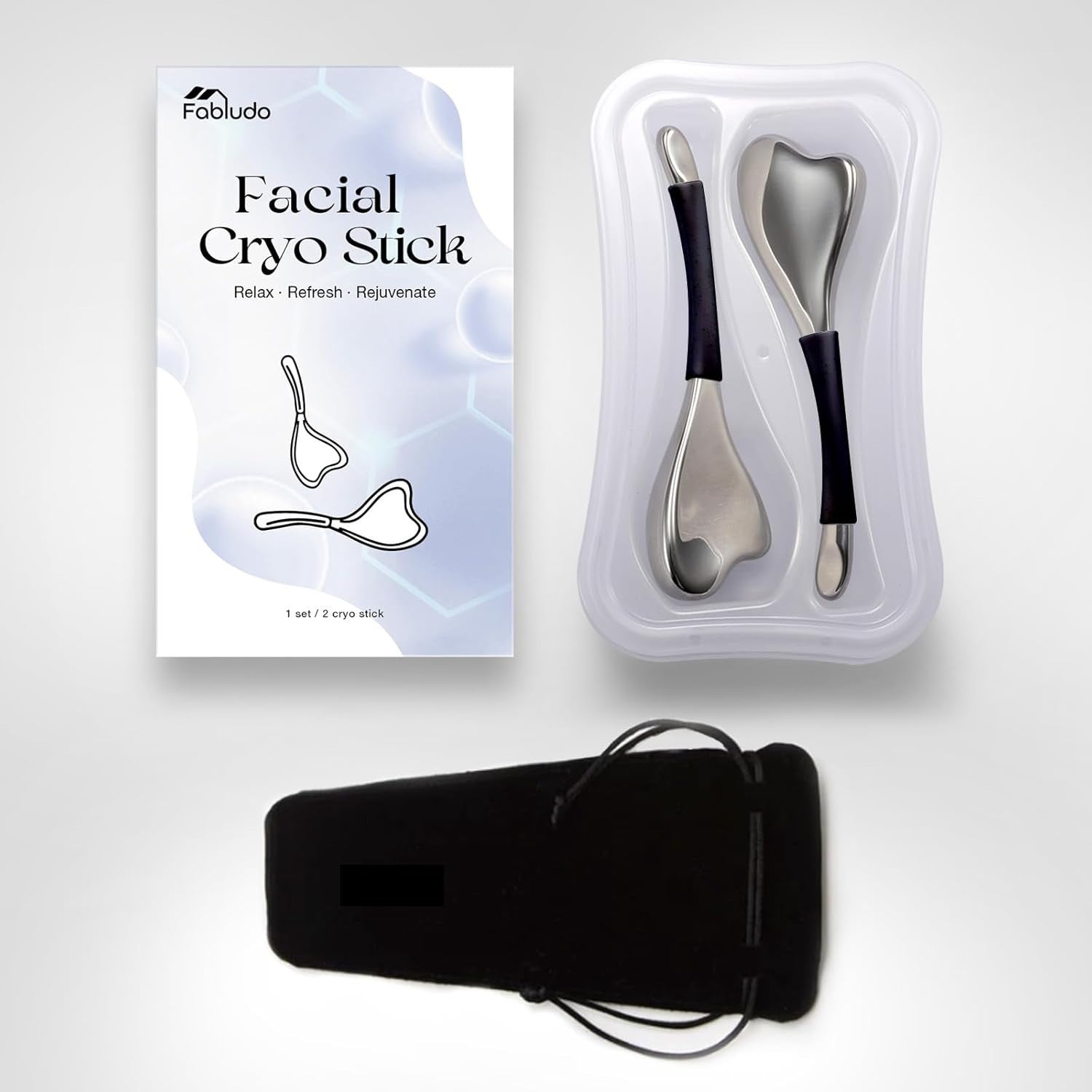 3 in 1 Cryo Gua Sha Ice Roller Stainless Steel Facial Sculpting Set
