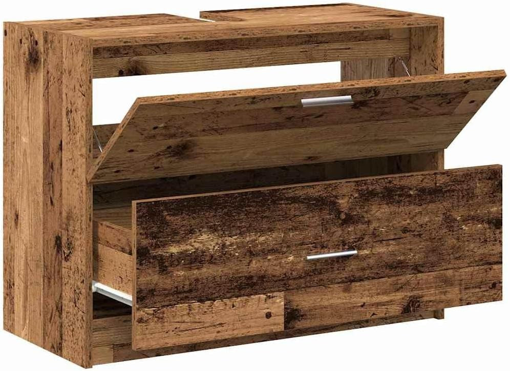 Rustic Bathroom Sink Cabinet 78x37x59cm Wooden Under Sink Storage Unit