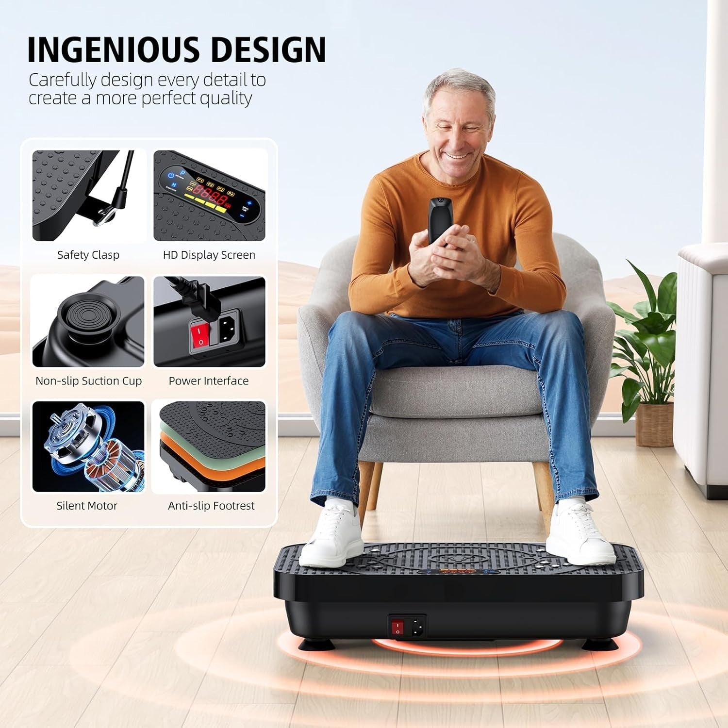 Whole Body Vibration Fitness Platform Quiet Home Exercise 330lb