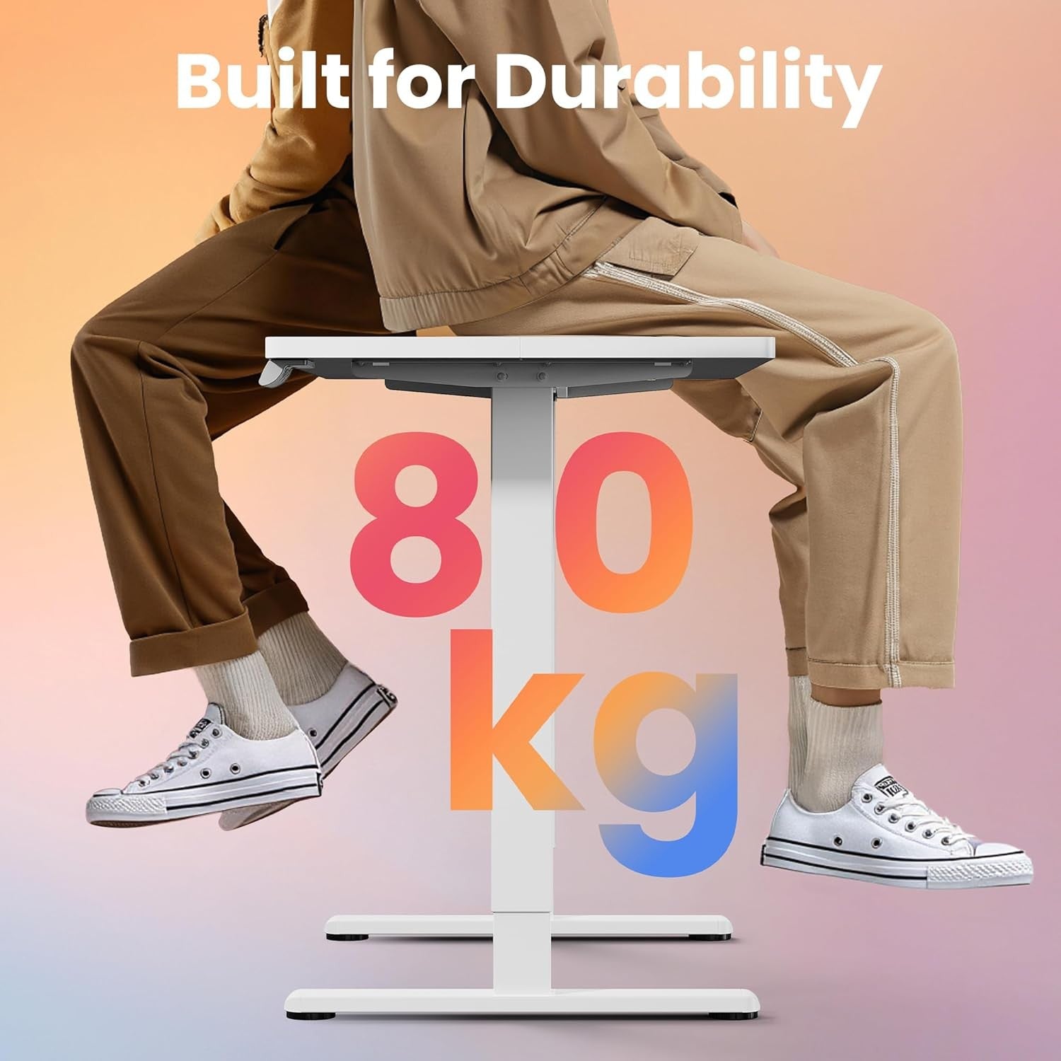 Electric Standing Desk Height Adjustable Sit Stand Office Table 80x48cm