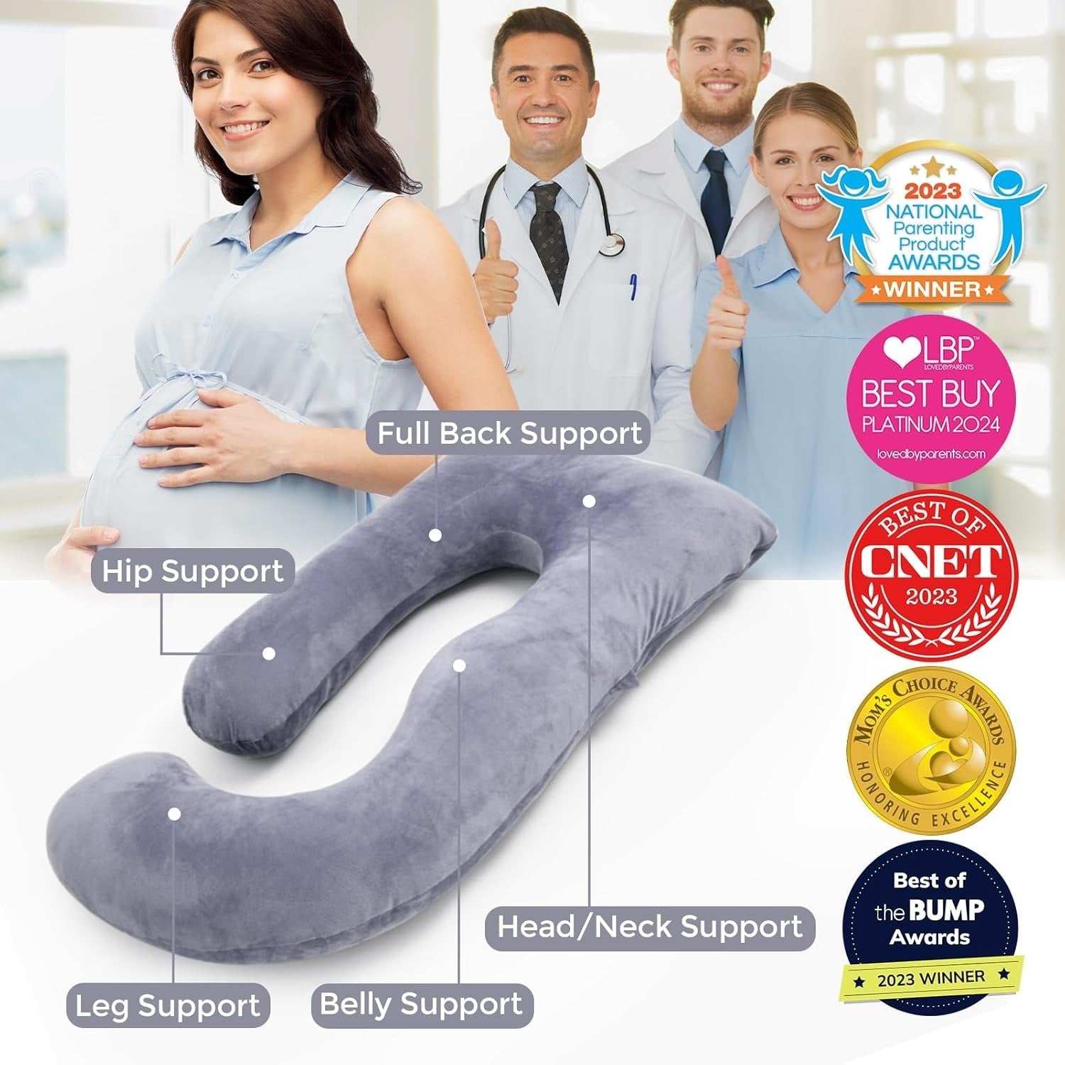 Pregnancy Pillow 57” U Shape Full Body Support Maternity Sleep Cushion