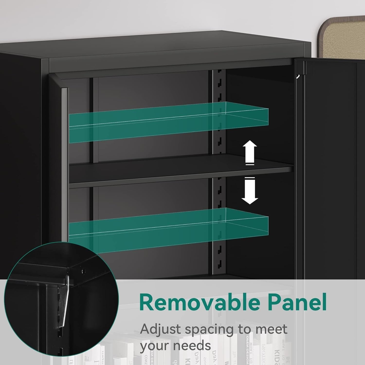 Tall Metal Storage Cabinet Lockable Filing Cabinet 4 Adjustable Shelves Black
