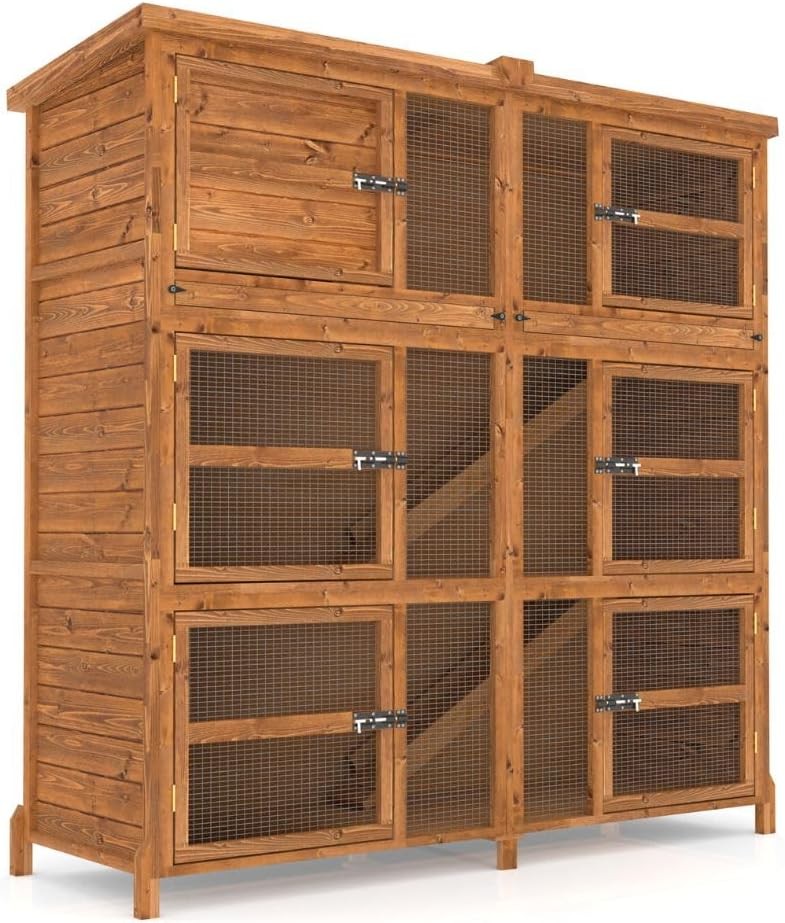6ft Triple Rabbit Hutch Large Outdoor Wooden Cage Multi Level Secure
