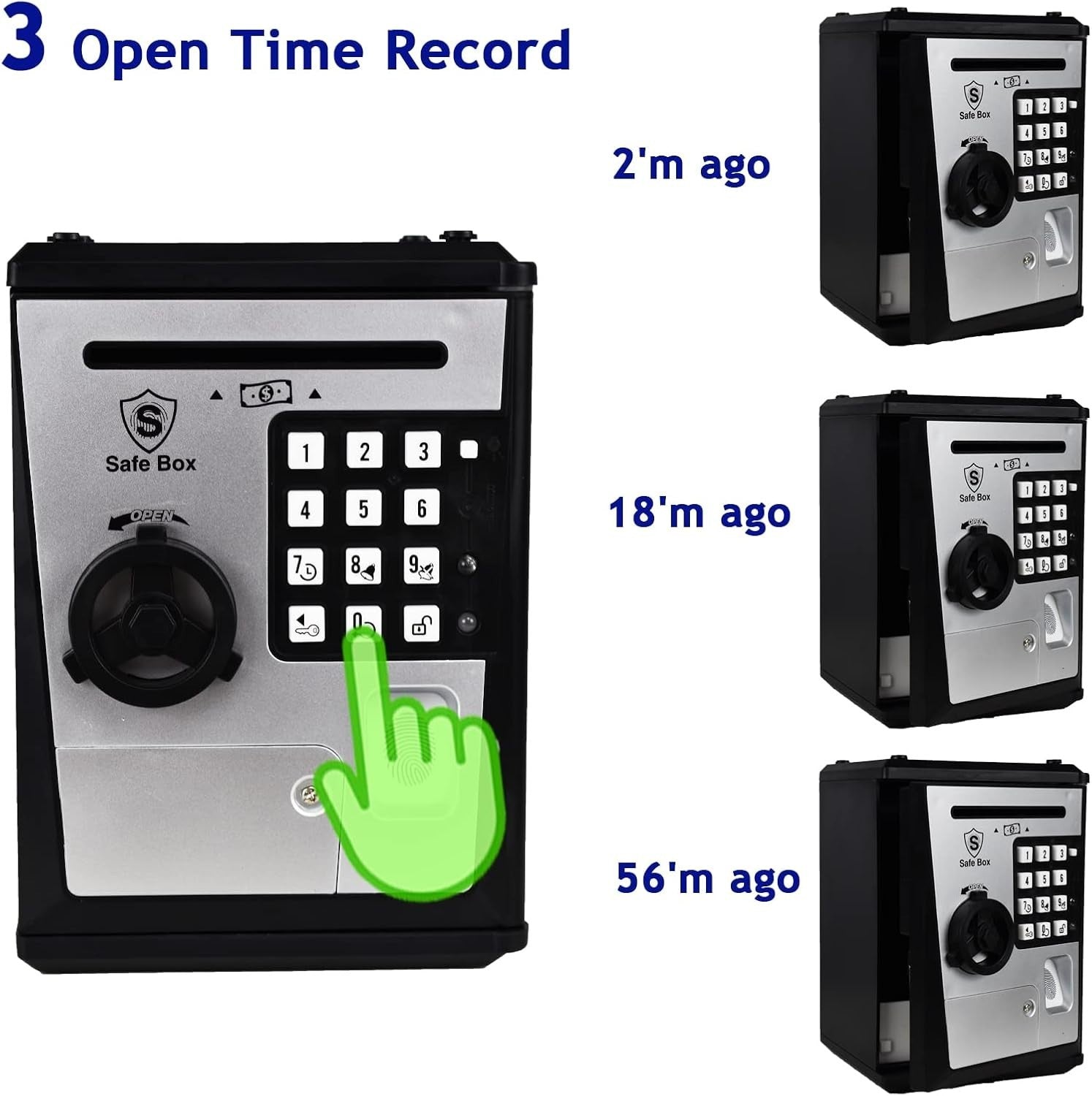 Kids Fingerprint ATM Money Safe Password Piggy Bank Coin Savings Box