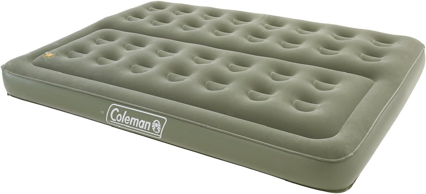 Double Inflatable Air Bed Green Flocked Camping Mattress 12V Electric Pump