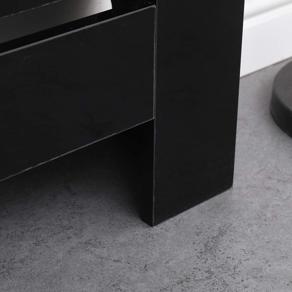 High Gloss Black Radiator Cover Modern Slatted Cabinet Extra Large