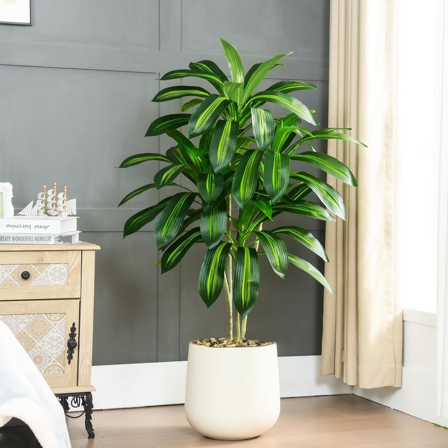 120cm Dracaena Artificial Tree in Pot Tall Green Indoor Home Decorative Plant