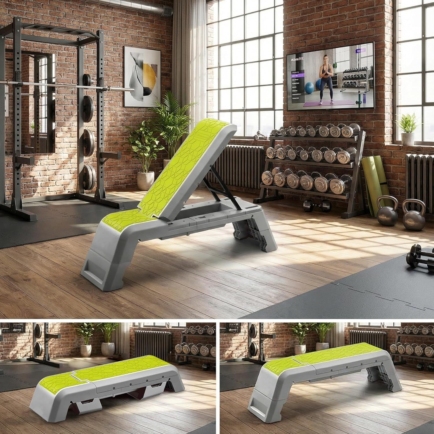 Adjustable Aerobic Deck Workout Platform Foldable Home Fitness Bench
