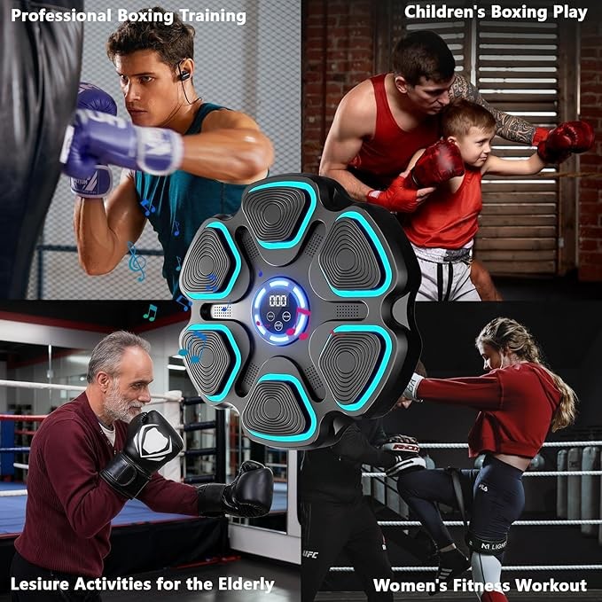 Music Boxing Machine Bluetooth LED Punch Trainer Wall Mount Home Gym Fitness