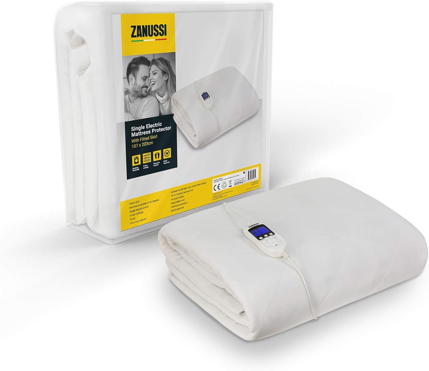 Single Electric Heated Mattress Protector 9 Heat Settings Washable Safe