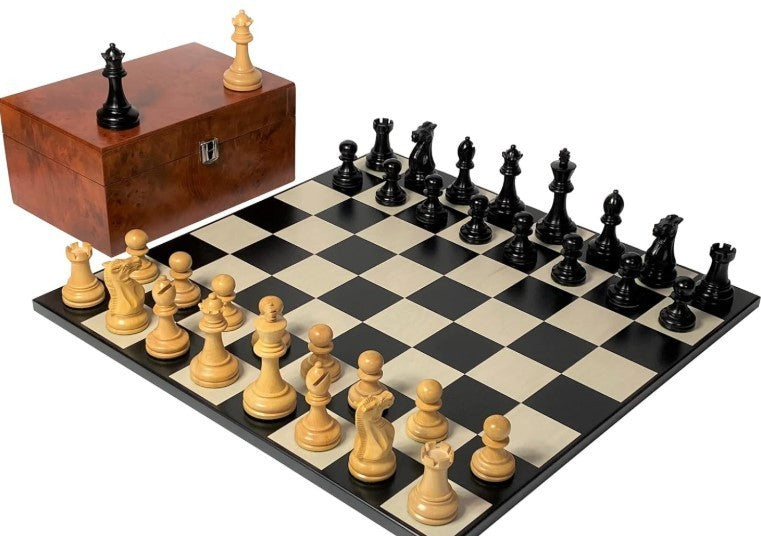 Luxury Winchester Chess Set 20" Board & Burl Box | Weighted Staunton Pieces