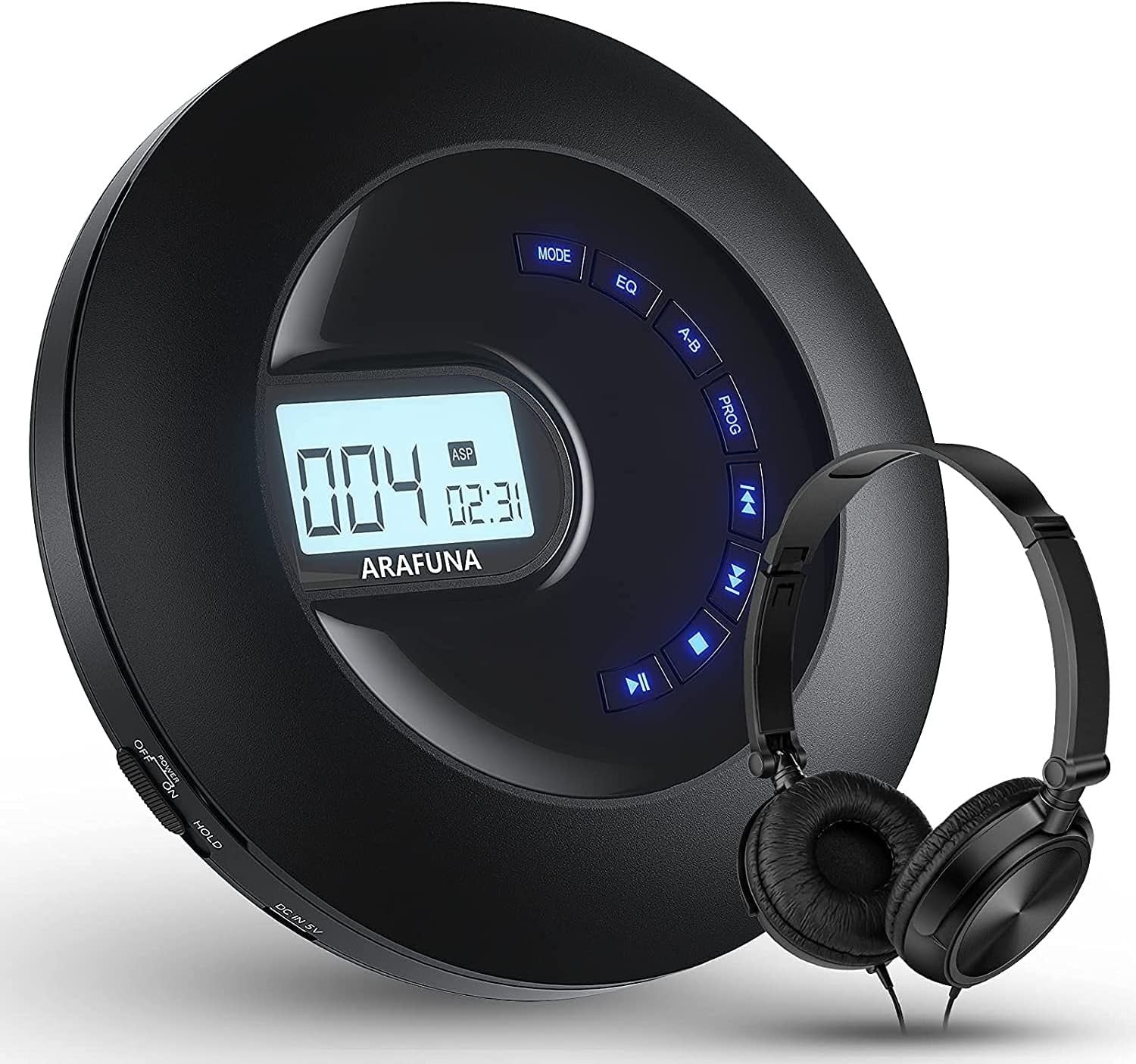Portable Rechargeable CD Player Anti Skip LCD AUX Headphones Travel