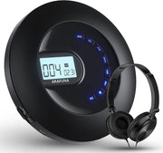 Portable Rechargeable CD Player Anti Skip LCD AUX Headphones Travel