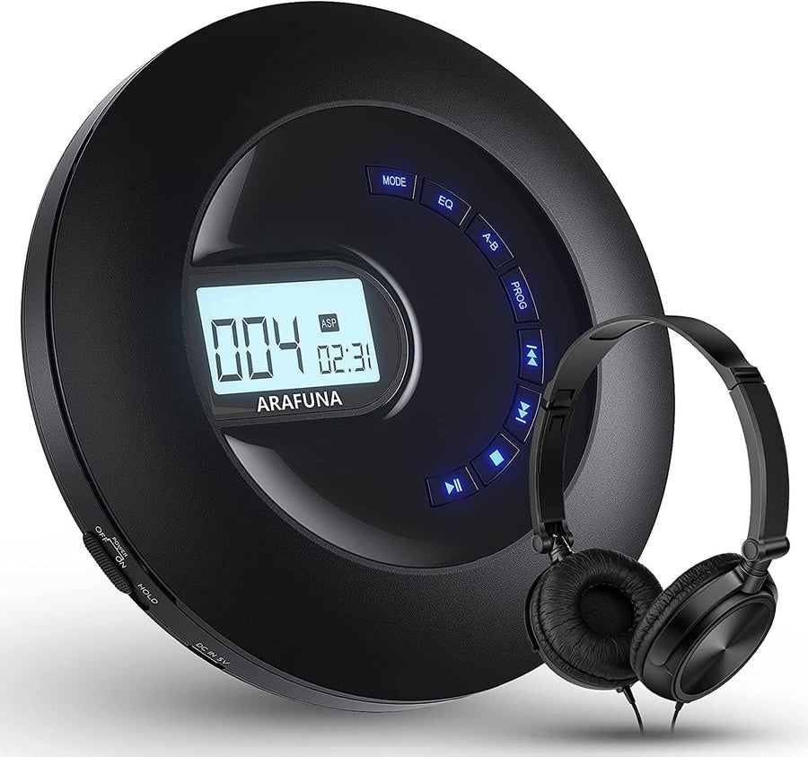 Portable Rechargeable CD Player Anti Skip LCD AUX Headphones Travel