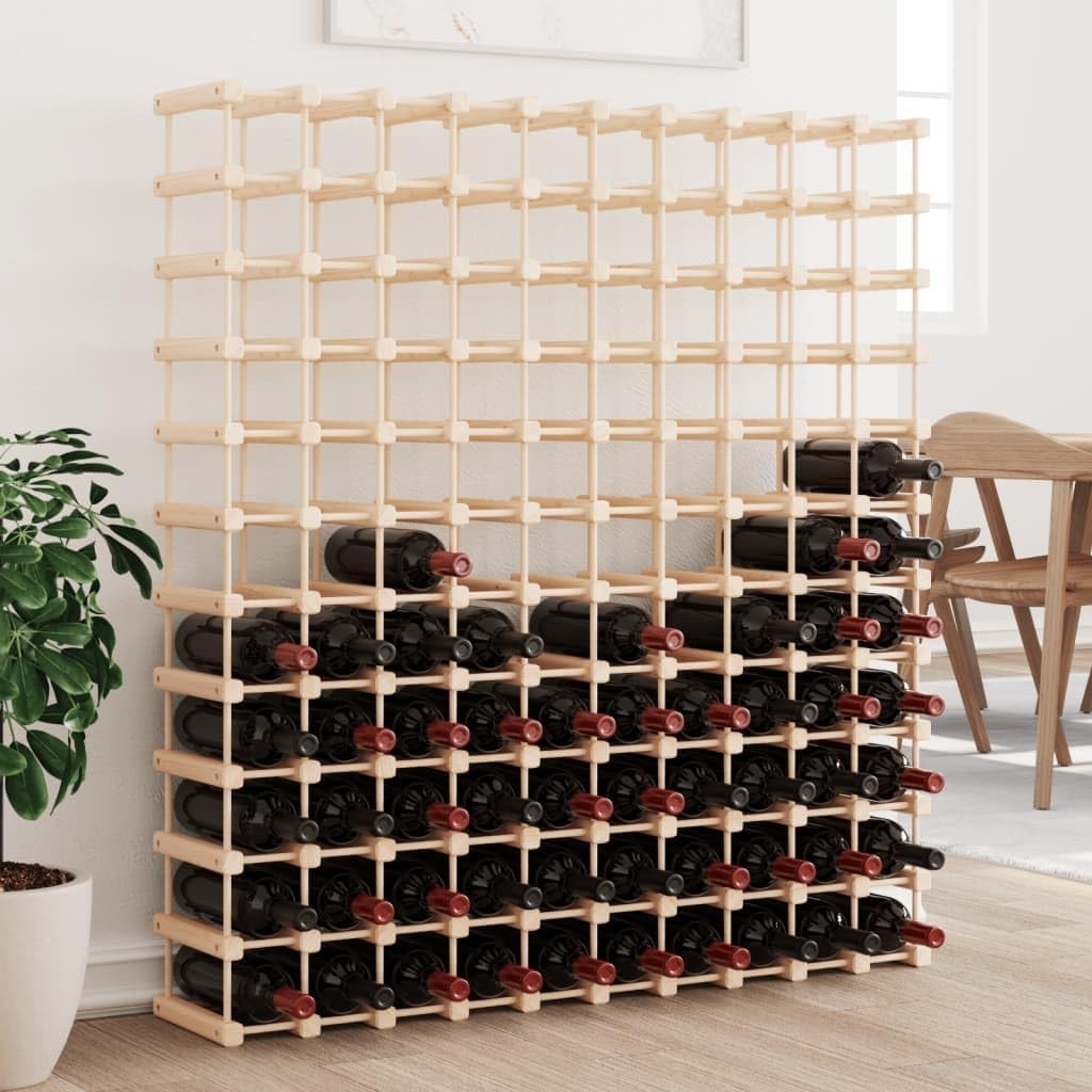 Solid Pine Wine Rack 120 Bottle Freestanding Large Storage Shelving Unit