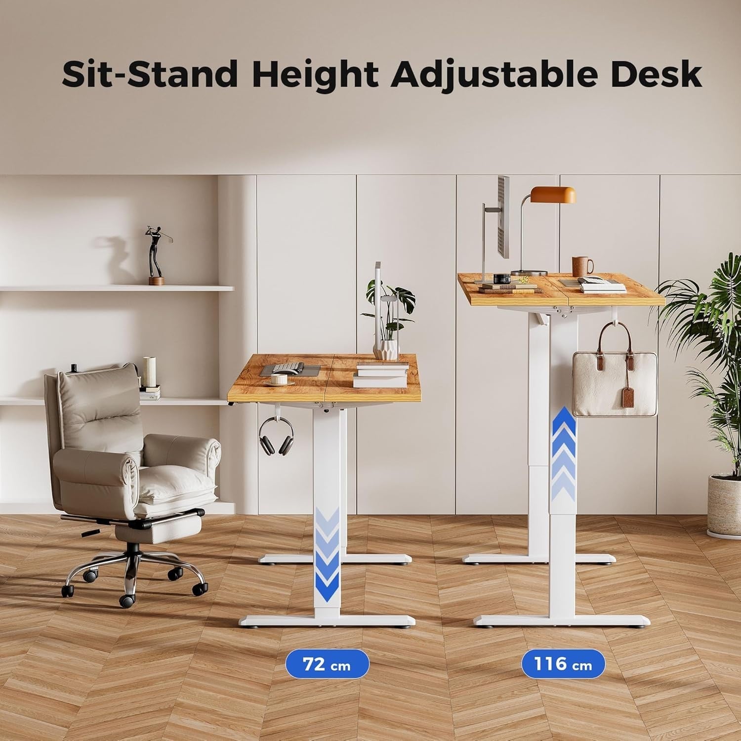 Electric Standing Desk 100x60cm Adjustable Sit Stand Brown Table with Memory