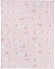 3kg Weighted Blanket 100x150cm Pink Unicorn Teddy Fleece Sleep Aid