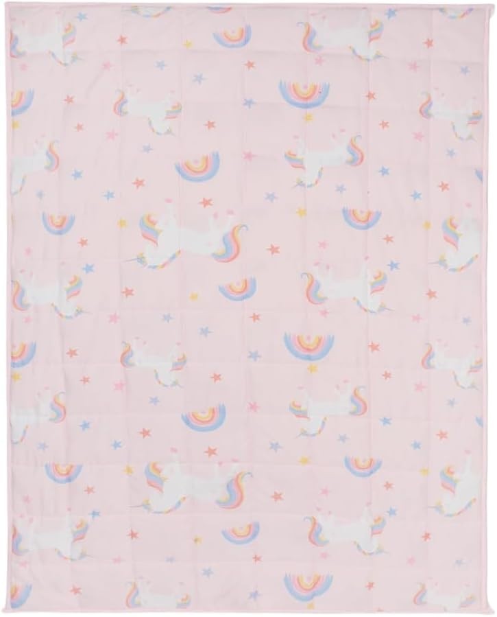 3kg Weighted Blanket 100x150cm Pink Unicorn Teddy Fleece Sleep Aid