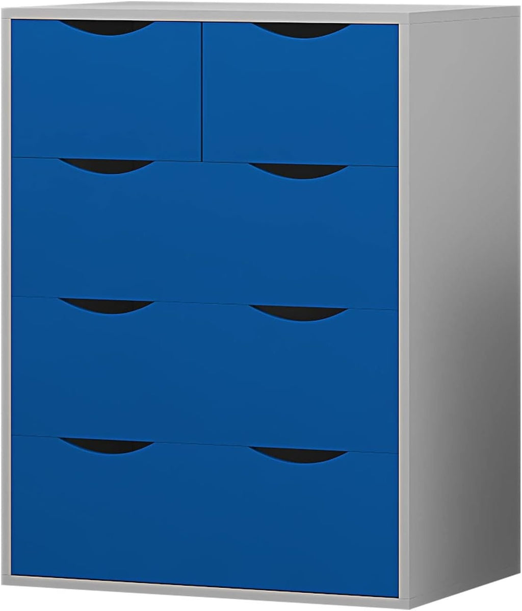 4pc Bedroom Furniture Set Wardrobe Chest Bedside Cabinet Blue on White