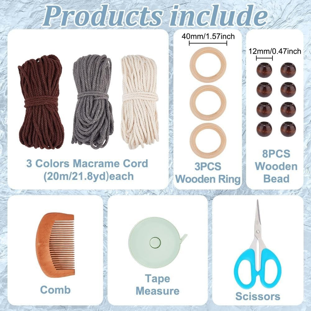 3 Set DIY Owl Macrame Kit Boho Dreamcatcher Wall Decor