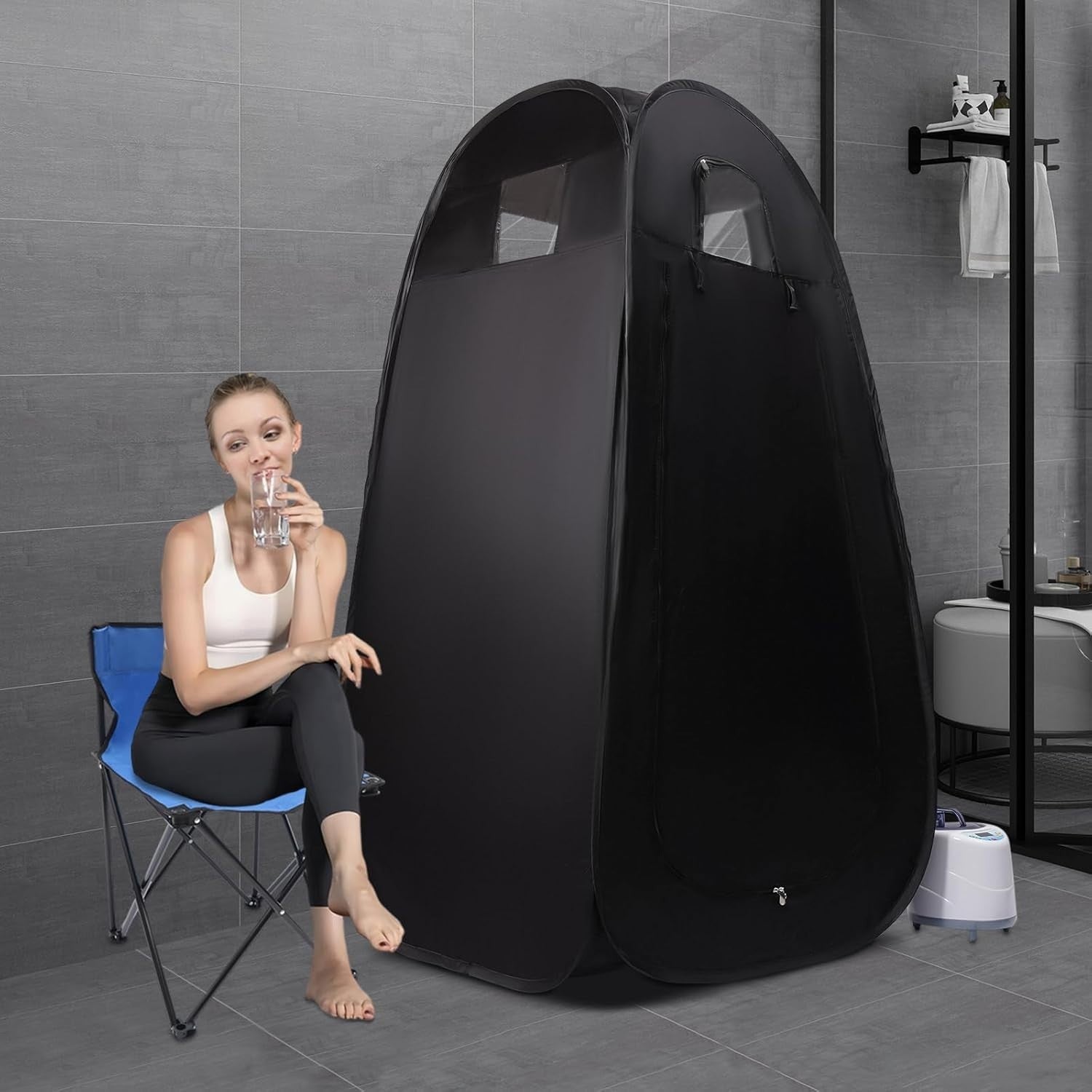 Full Size Portable Steam Sauna Tent Home Spa 2L Fast Heat 99-Min Timer Chair