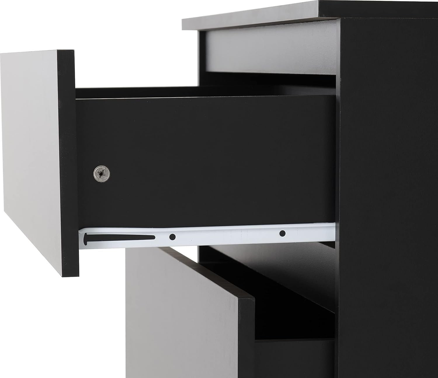 Black 4 Drawer Chest Storage Cabinet Engineered Wood Bedroom Organizer