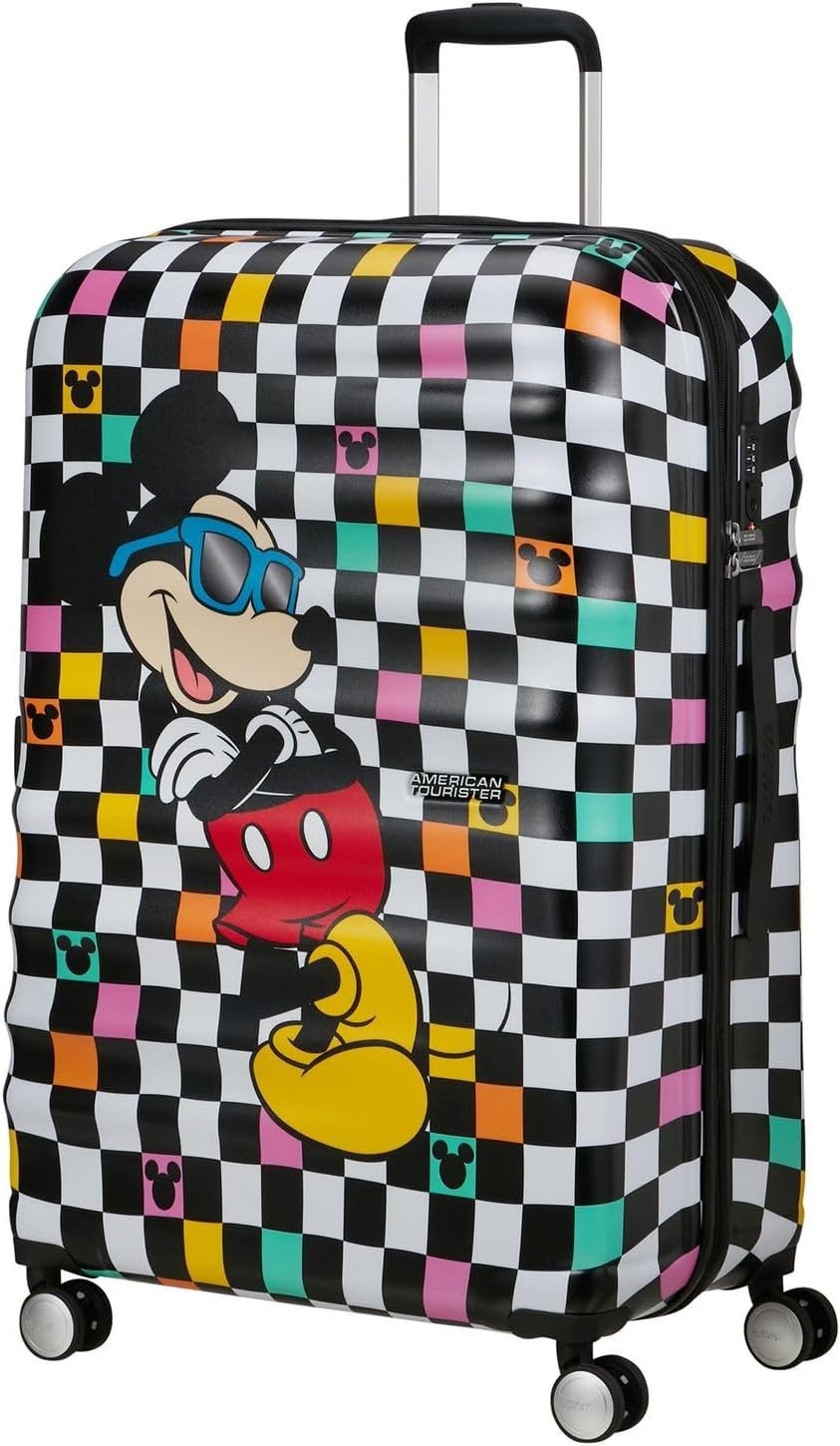 Large Hard Shell Spinner Suitcase 77cm 96L Lightweight Check Pattern