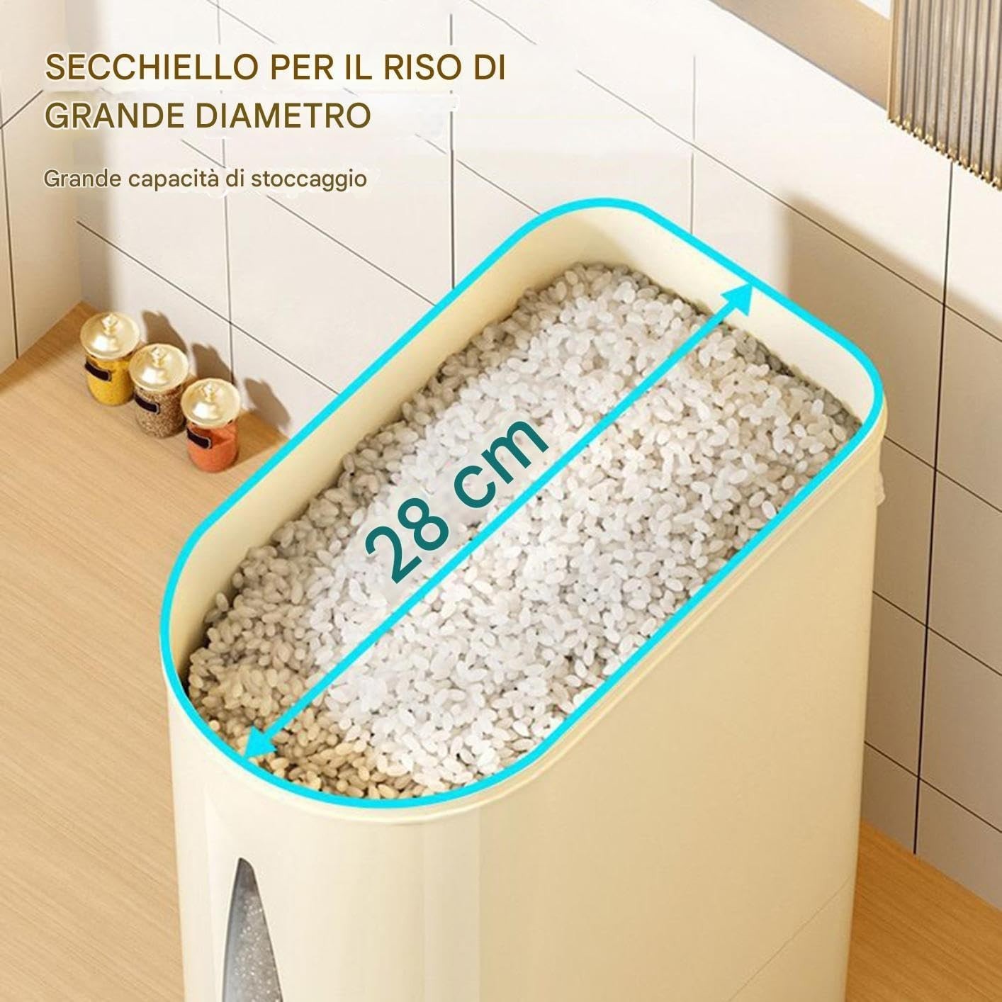 10KG Airtight Rice Storage Container Press Dispenser Transparent Bin