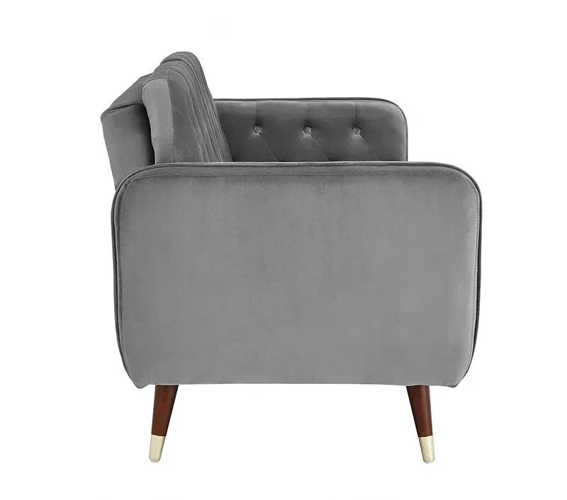 3 Seater Velvet Sofa Bed Grey Click Clack Recliner Guest Bed Couch