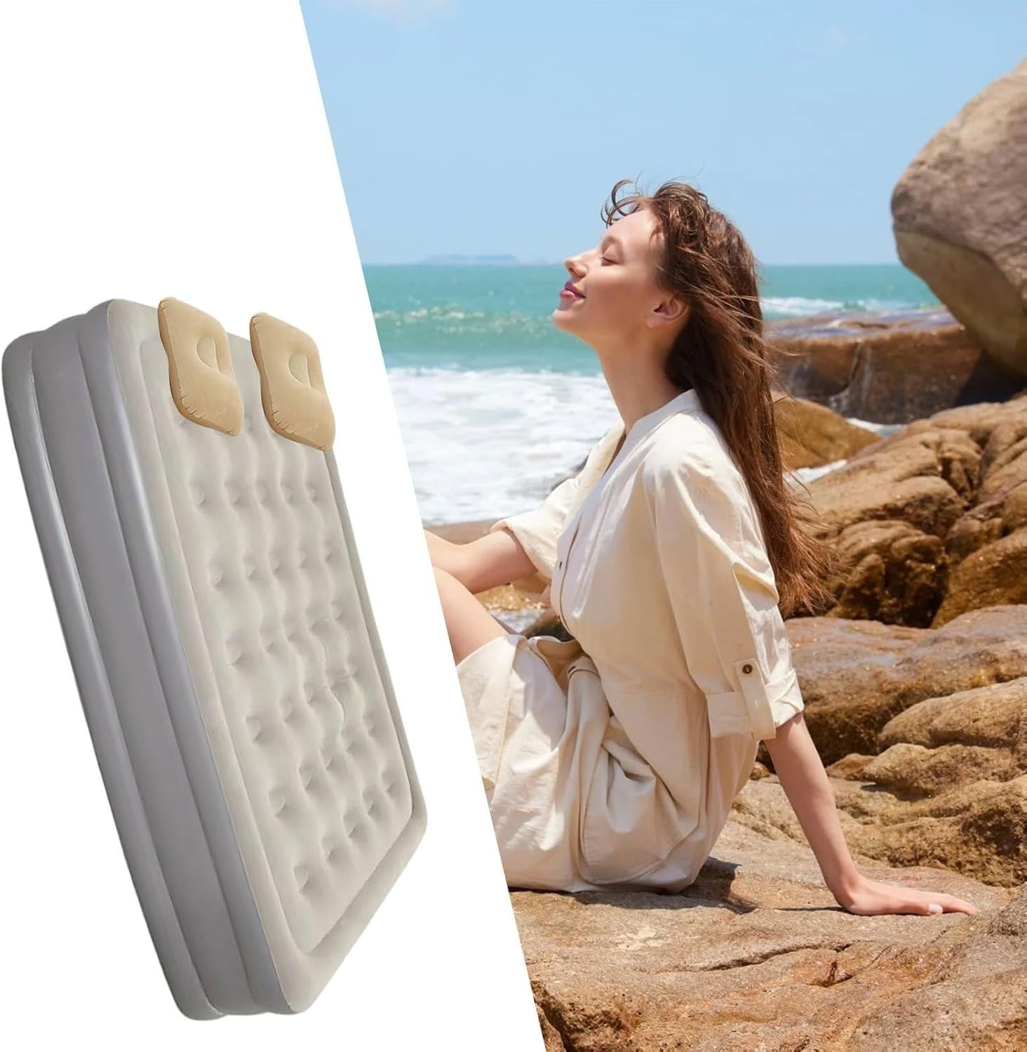 Automatic Inflatable Twin Bed – Built-In Pump, Foldable Camping Mattress