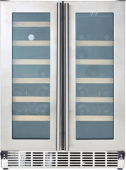 60cm Built In Wine Cooler Dual Zone Under Counter Fridge 40 Bottle UV Glass