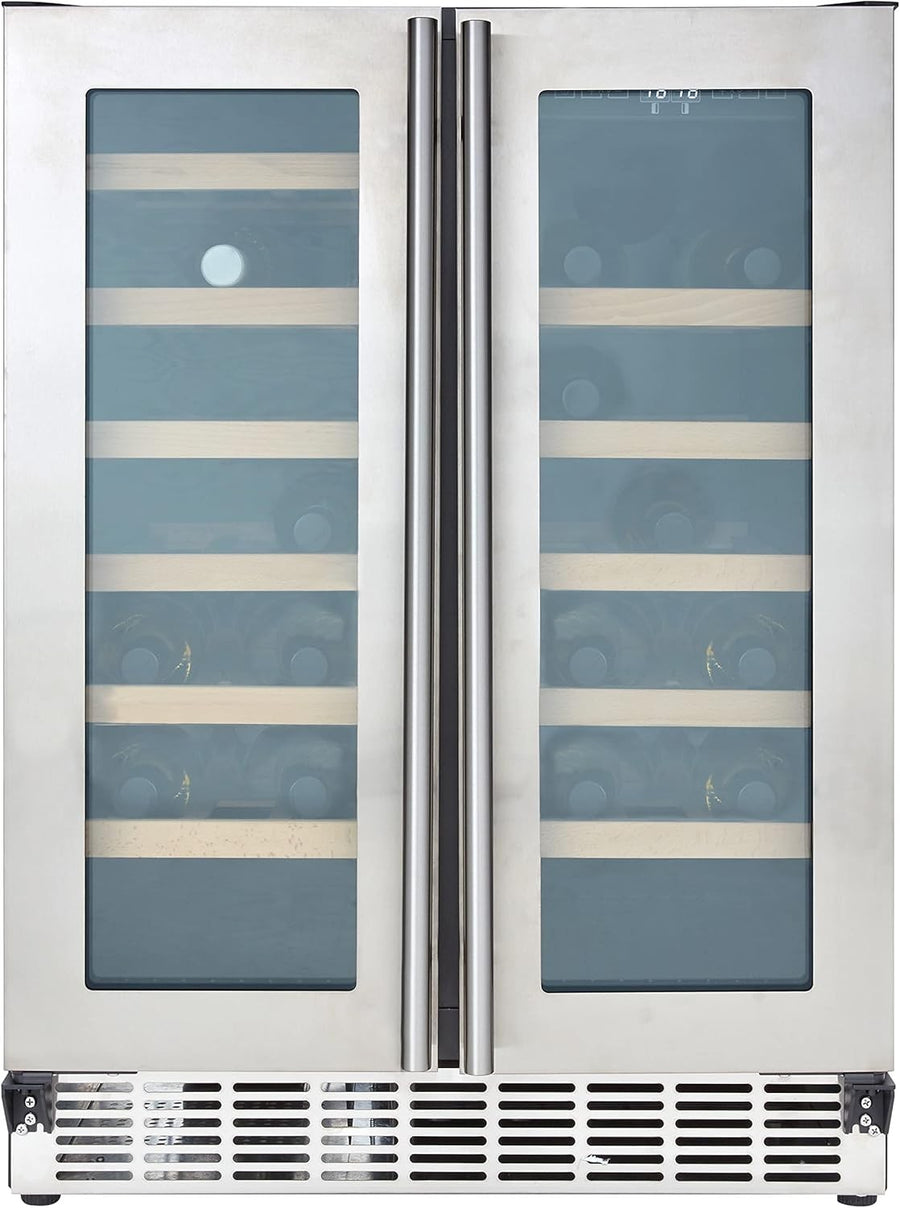 60cm Built In Wine Cooler Dual Zone Under Counter Fridge 40 Bottle UV Glass