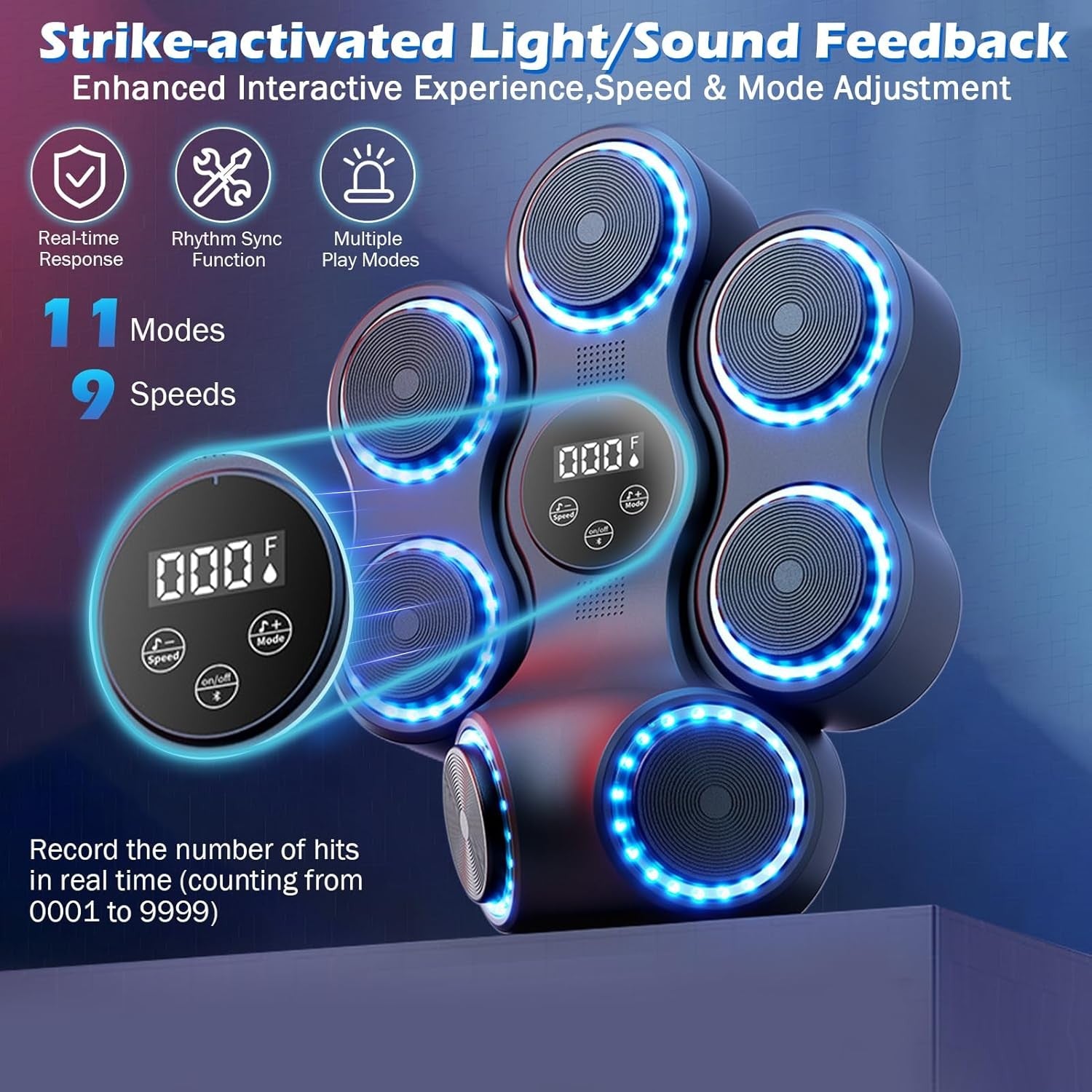 Music Boxing Machine Bluetooth LED Wall Mount Punch Trainer