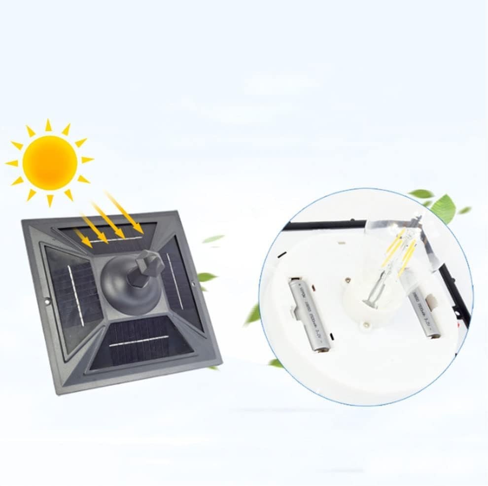 16.5" Solar Post Cap Pillar Light – IP65 Noir 6000K Glass Lantern