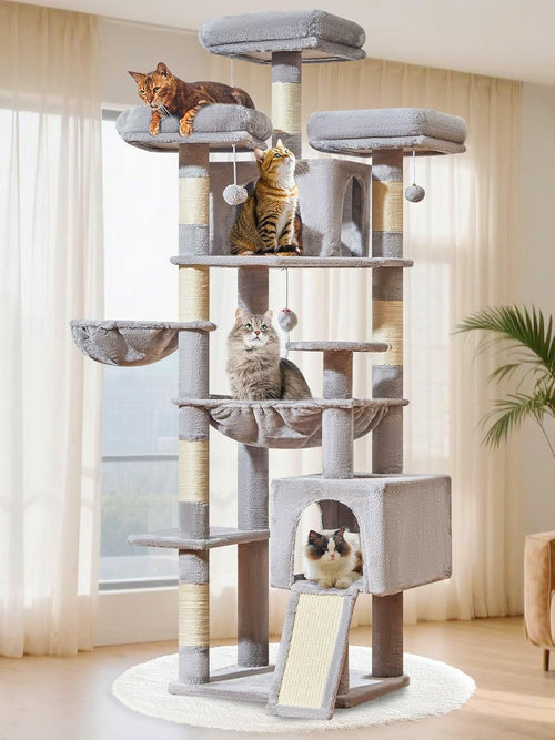 Large Cat Tree Tower 193cm Multi Level Scratching Post Condo Indoor Cats