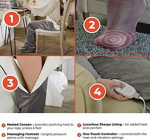 Electric Heated Sherpa Wrap with Massaging Vibrating Foot Bed