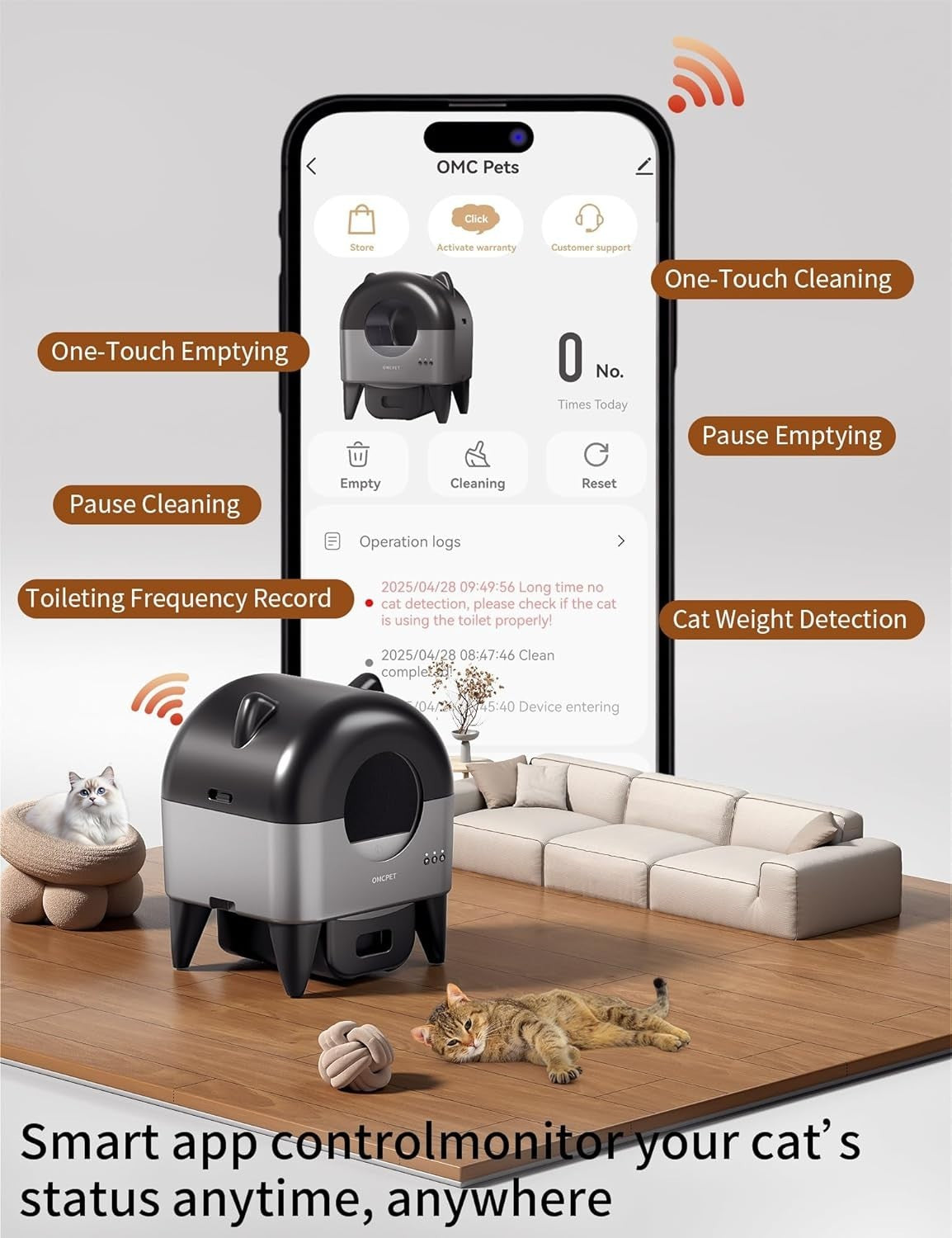95L Self Cleaning Cat Litter Box APP Control Smart Multi Cat XL