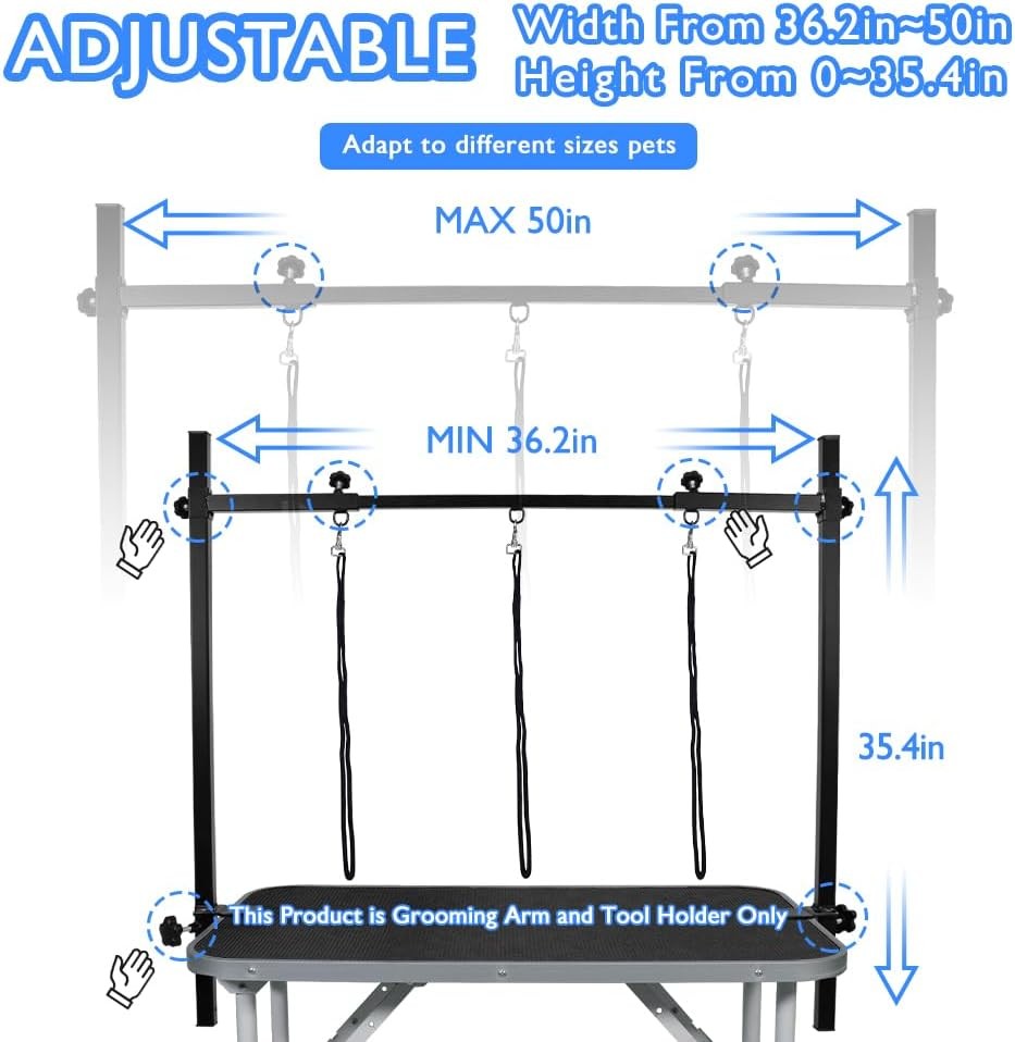 Dog Grooming Arm H Shape Adjustable Clamp 3 Noose Heavy Duty Aluminium